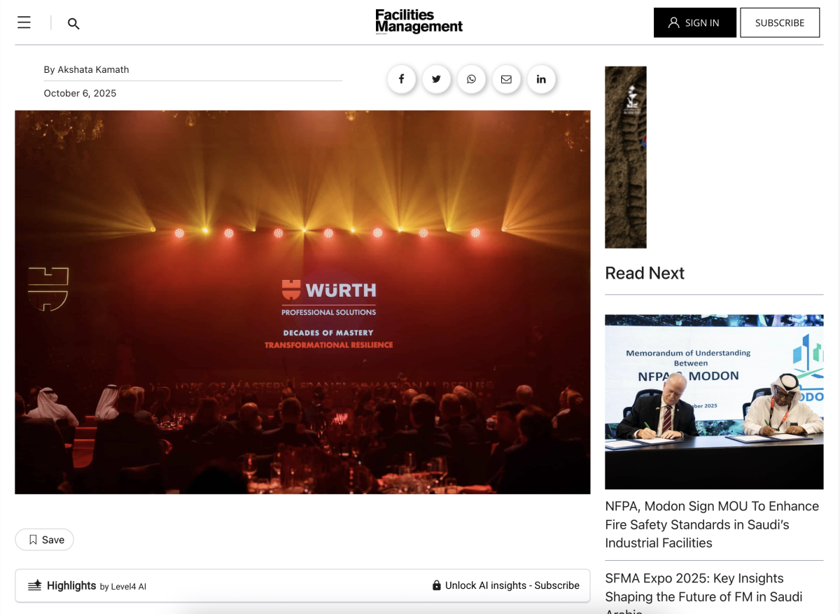 Würth Professional Solutions Launches UAE Operations