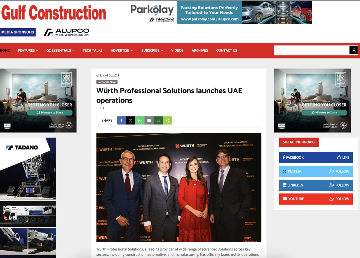 Würth Professional Solutions launches UAE operations